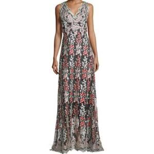 Erin Fetherston "Wysteria" Floral Embroidered Lace V-Neck Formal Gown, Sz 2